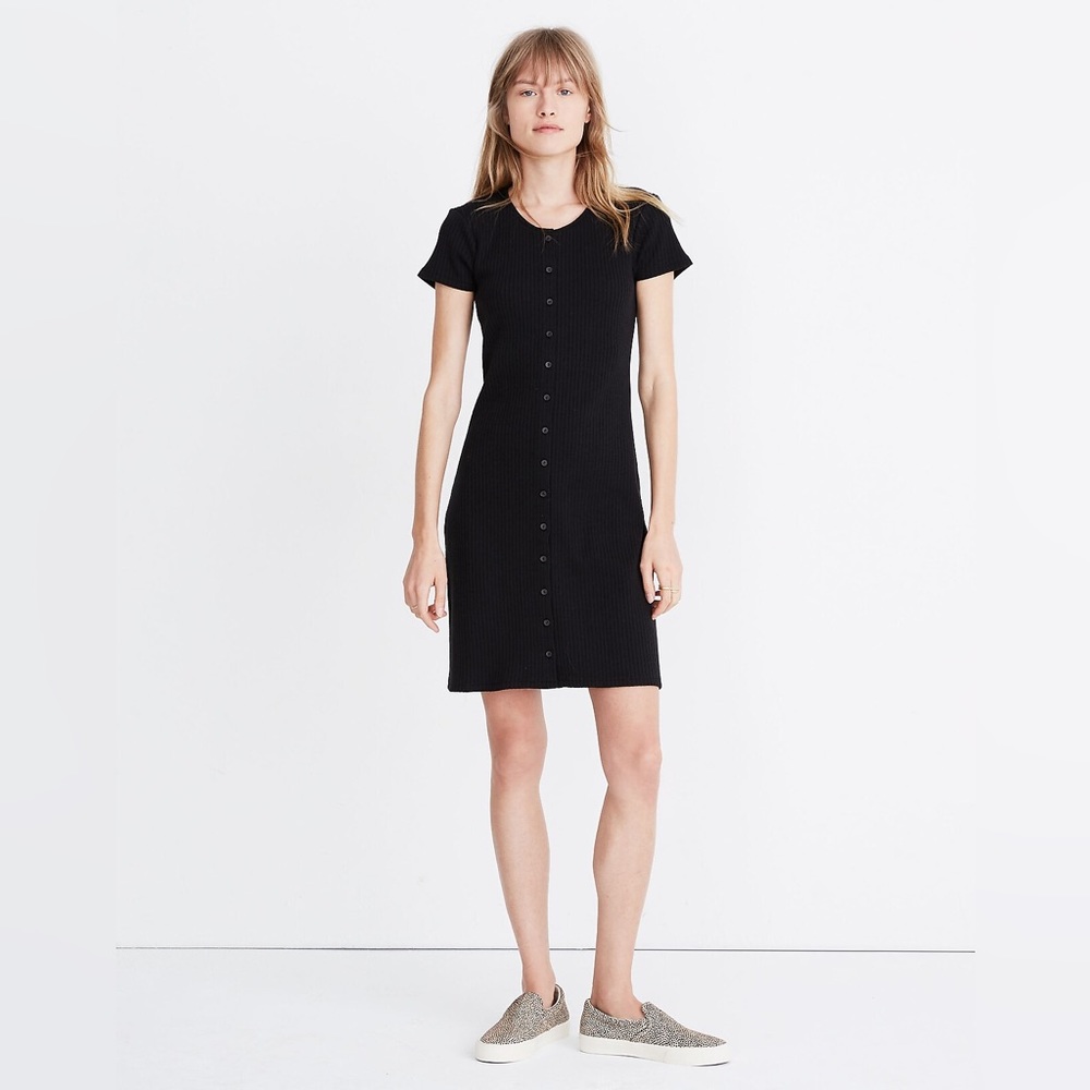Madewell Button-Front Ribbed Mini Dress - Picture 4 of 5
